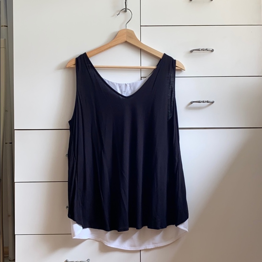 INC International Concepts Black/White Tank Top